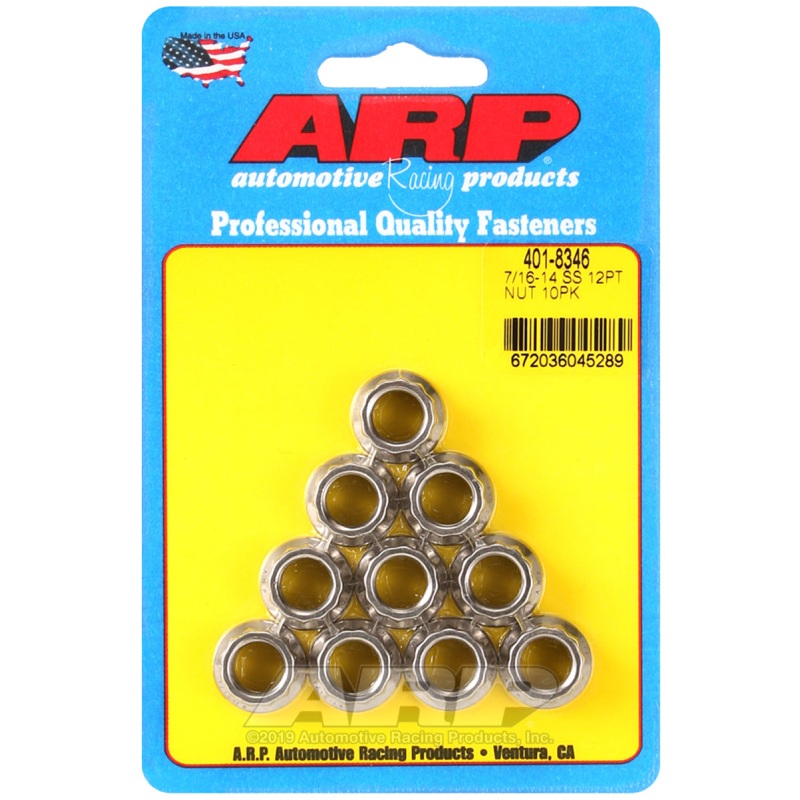 ARP 7/16-14 12PT Nut Kit SS – 10 PK