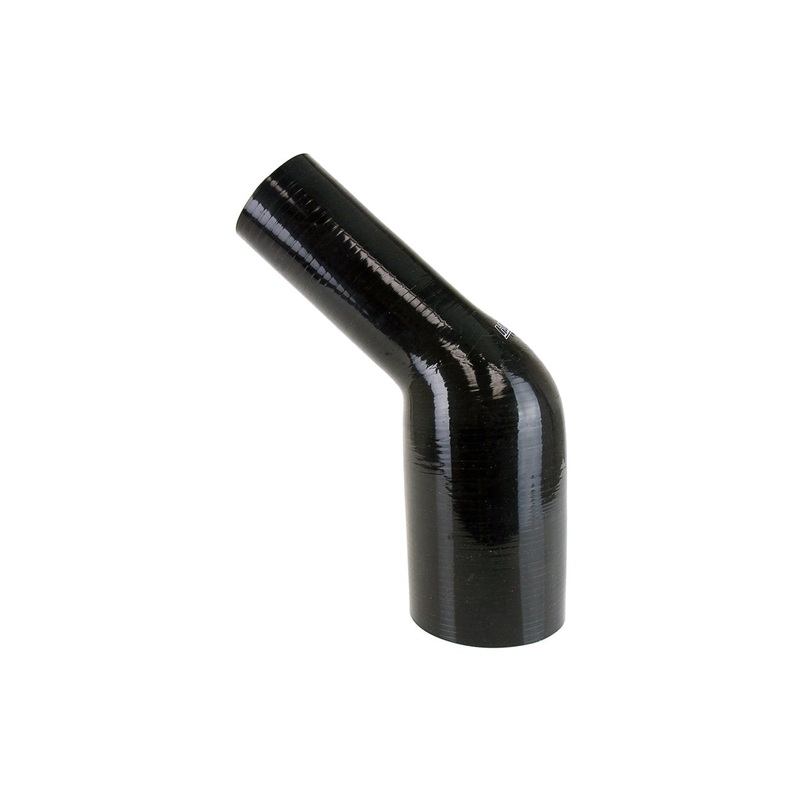 HPS 2-1/4″ – 2-1/2″ 4-ply Reinforced Silicone 45 Elbow Reducer Coupler | Universal (HTSER45-225-250-BLK)