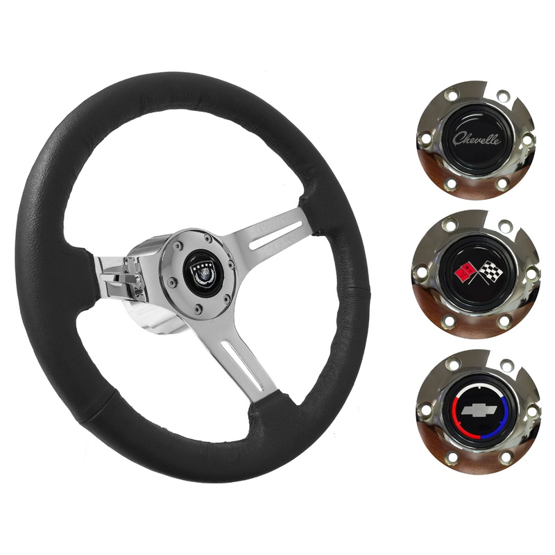 1969-77 Chevelle Steering Wheel Kit | Black Leather | ST3012BLK