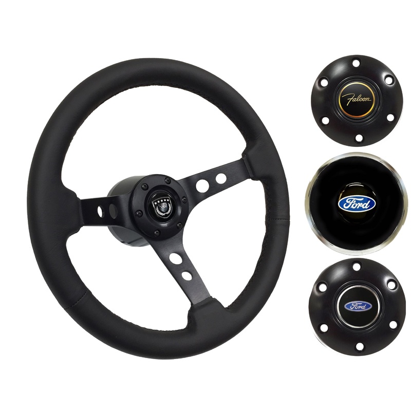 1963-64 Ford Falcon Steering Wheel Kit | Black Leather | ST3094BLK