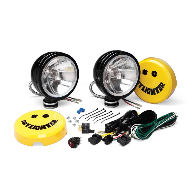 KC HiLiTES Daylighter 6in. Halogen Light 100w Spread Beam (Pair Pack System) – Black SS