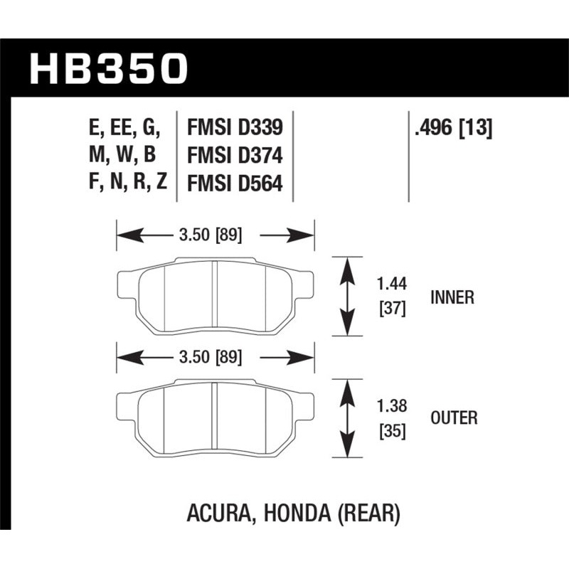 Hawk 90-01 Acura Integra (excl Type R) / 98-00 Civic Coupe Si Performance Ceramic Street Rear Brake