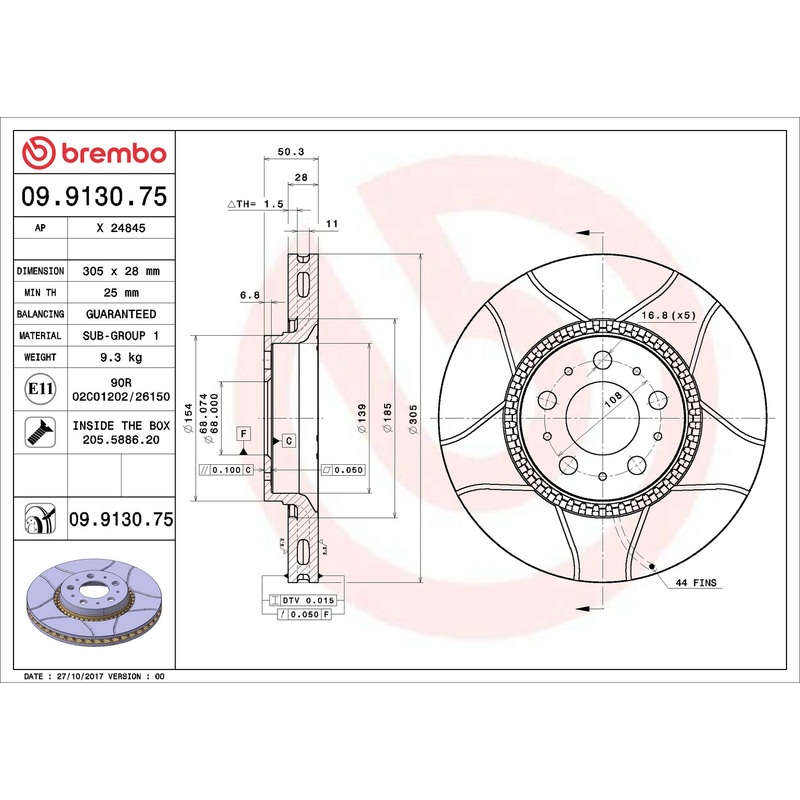 XTRA Max Slotted Front Disc Brake Rotor – 09.9130.75