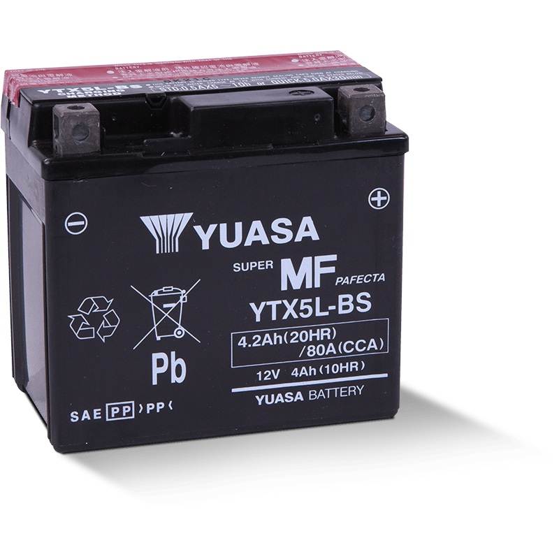 Yuasa YTX5L-BS Maintenance Free AGM 12 Volt Battery (Bottle Supplied)