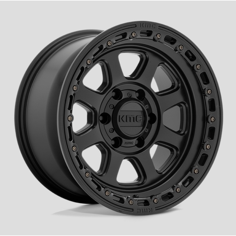 17×9.0 KMC Chase KM548 Satin Black w/ Gloss Black Lip