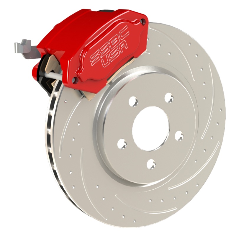 American Made R1-Redline Billet Aluminum Direct Fit Rear Disc Brake Kit W/DS Rotors. Red A550-21R-DS