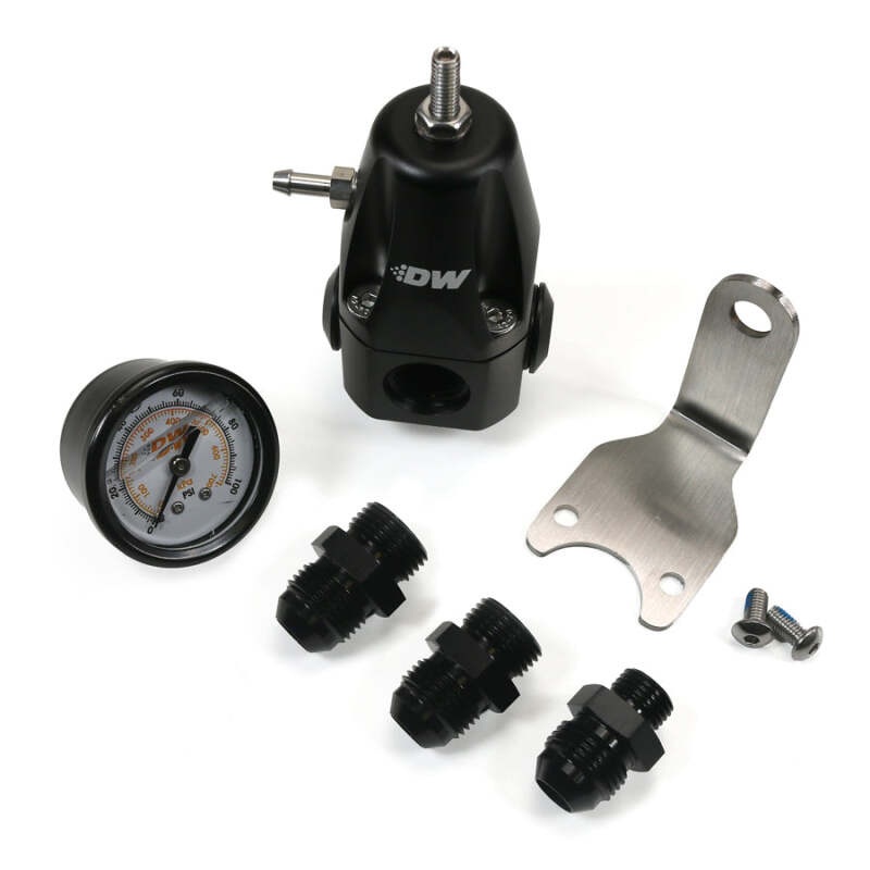 DeatschWerks DWR1000 AFPR + Pressure Gauge + 8AN Fittings – Anodized Black