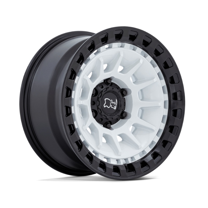 18×9.0 Black Rhino Barrage Gloss White on Matte Black