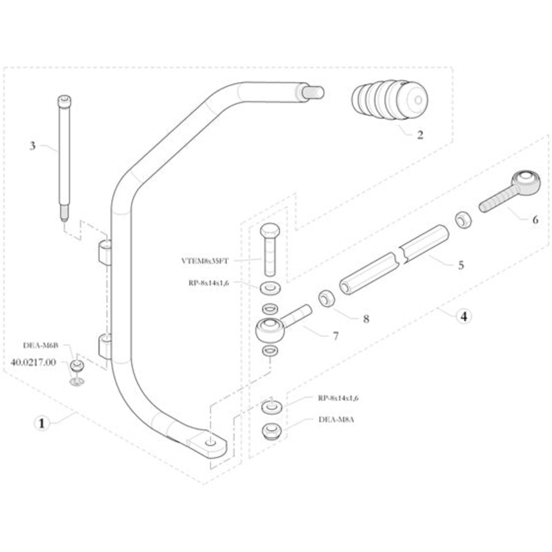 5. 20.1791.10-OR Birel Tie Rod for Shifter 450mm