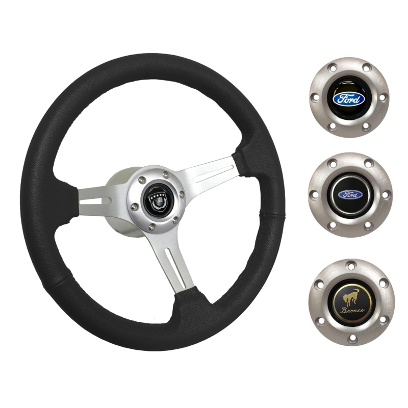 1978-91 Ford Bronco Steering Wheel Kit | Black Leather | ST3014BLK