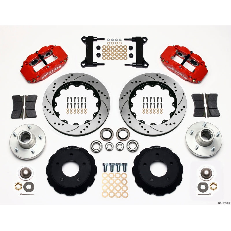 Wilwood Narrow Superlite 6R Front Hub Kit 14.00in Drill Red Chevy C-10 60-87 CPP Drop Spindle