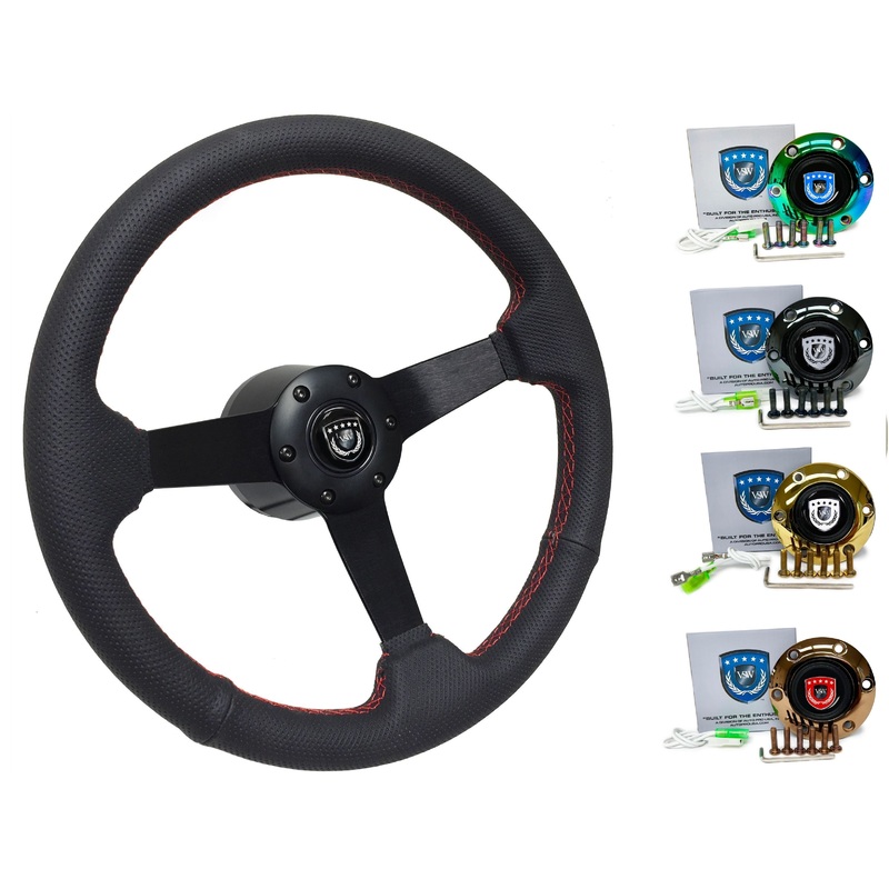 1997-04 Porsche Boxster (986 Manual) Steering Wheel Kit | Perforated Black Leather | ST3602RED