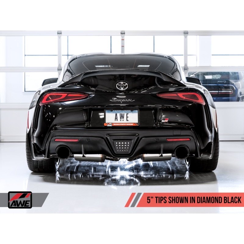 AWE Toyota GR Supra Track Edition Exhaust – 5in Diamond Black Tips