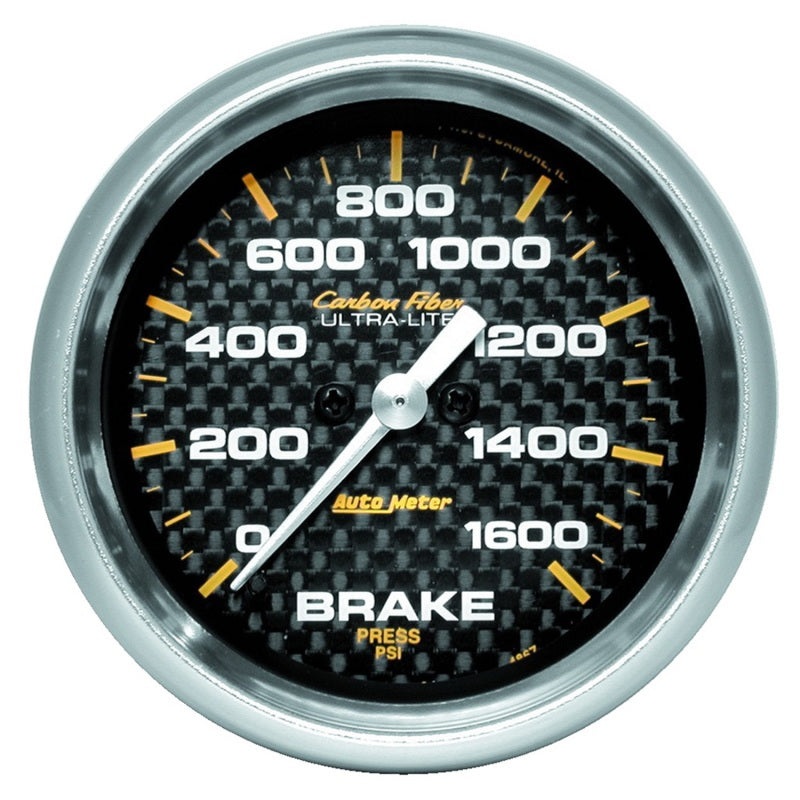 AutoMeter Gauge Brake Pressure 2- 5/8in 1600PSI Digital Stepper Motor – Carbon Fiber