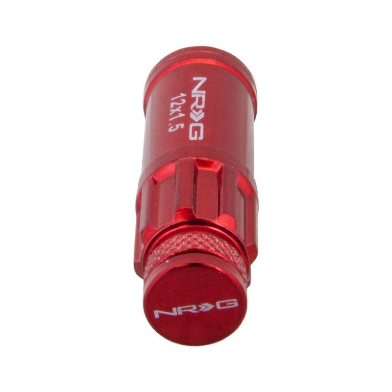 NRG 700 Series M12 X 1.5 Steel Lug Nut w/Dust Cap Cover Set 21 Pc w/Locks & Lock Socket – Red