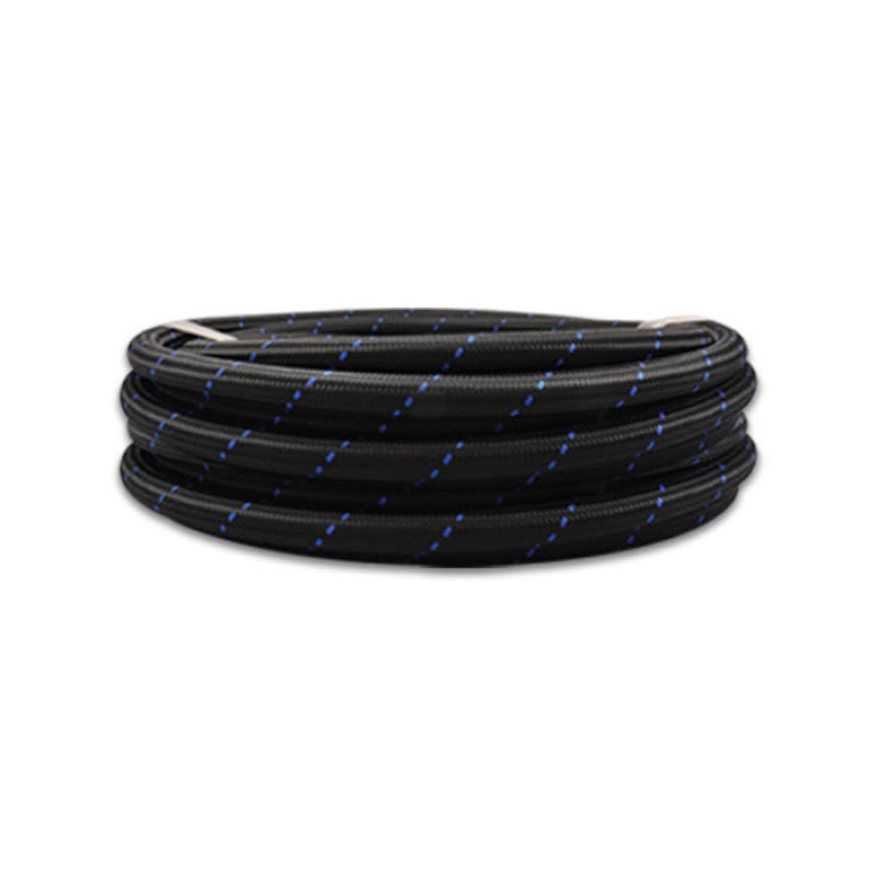 Vibrant -12 AN Two-Tone Black/Blue Nylon Braided Flex Hose (2 foot roll)