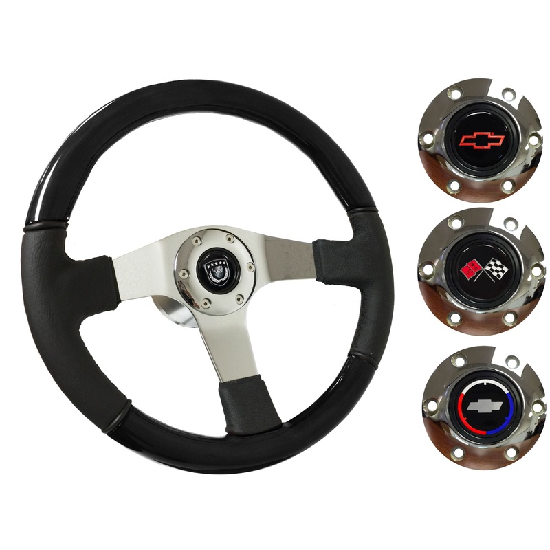 1967-68 El Camino Steering Wheel Kit | Black Ash Wood – Leather | ST3019BK