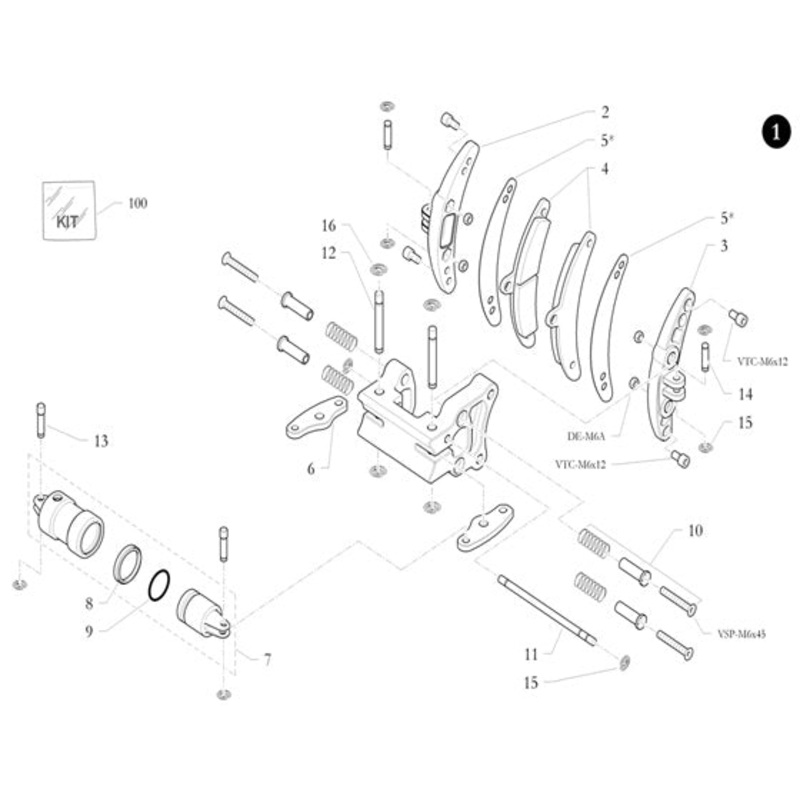 1. 10.7606.00 Birel Rear Brake Caliper CX I28-H6, Adult Rear Banana