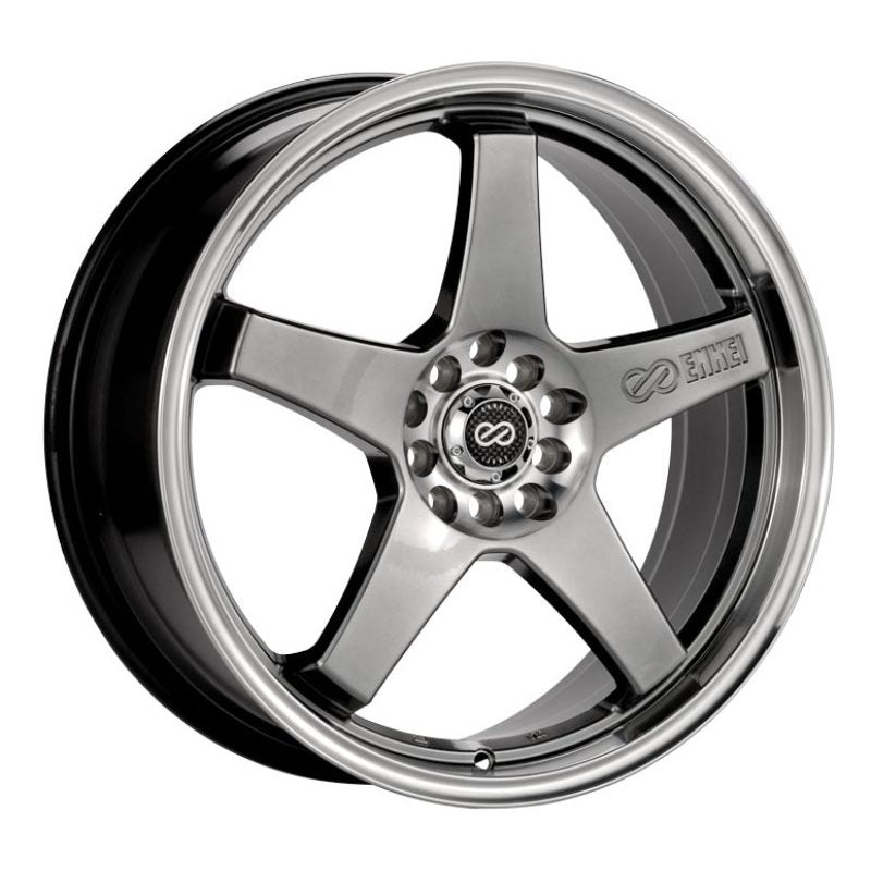 Enkei EV5 17×7 5×105/110 38mm Offset 72.6 Bolt Diameter Hyper Black w/ Machined Lip Wheel