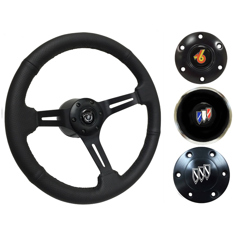 1969-89 Buick Telescopic Steering Wheel Kit | Perforated Black Leather | ST3586BLK