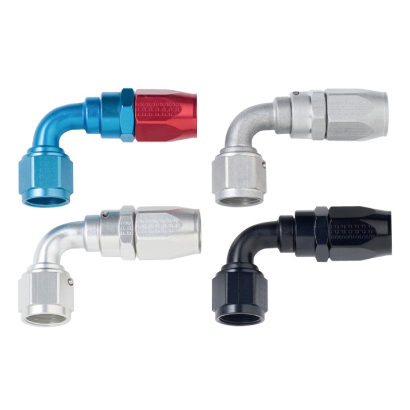 Fragola -4AN x 90 Degree Power Flow Hose End – Blue/Red