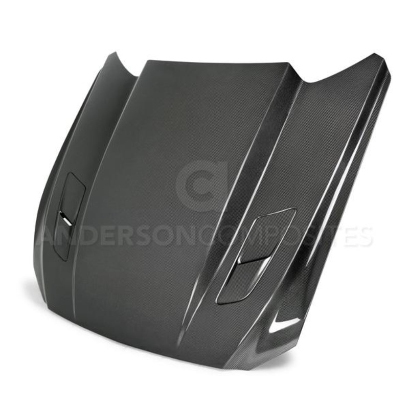 Anderson Composites Double Sided Carbon Fiber Cowl Hood 2015-2017 Ford Mustang