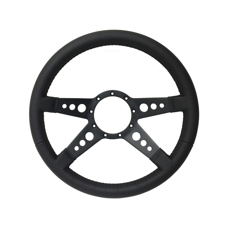 VSW S9 Premium Leather Steering Wheel | Black Leather, 4 Spoke w/ Holes | ST3171BLK