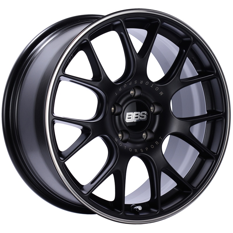 BBS CH-R 18×8.5 5×112 ET38 Satin Black Polished Rim Protector Wheel -82mm PFS/Clip Required