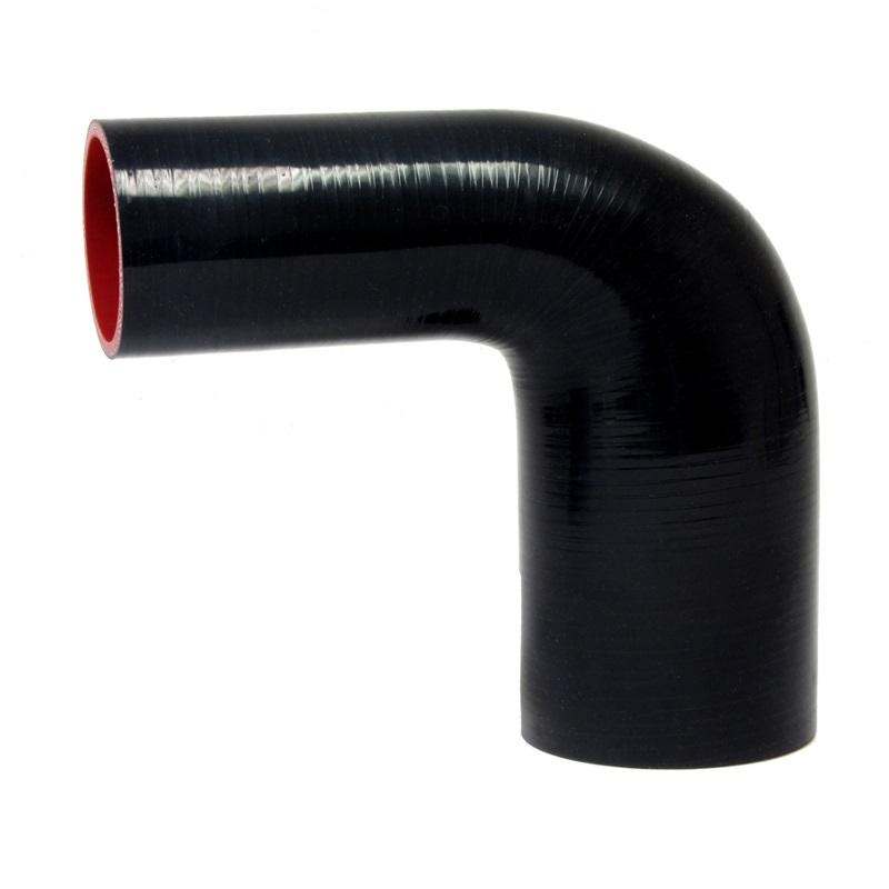 HPS 1-3/8″ – 1-3/4″ ID Silicone 90 Degree Reducer Hose | Universal (HTSER90-138-175-BLK)