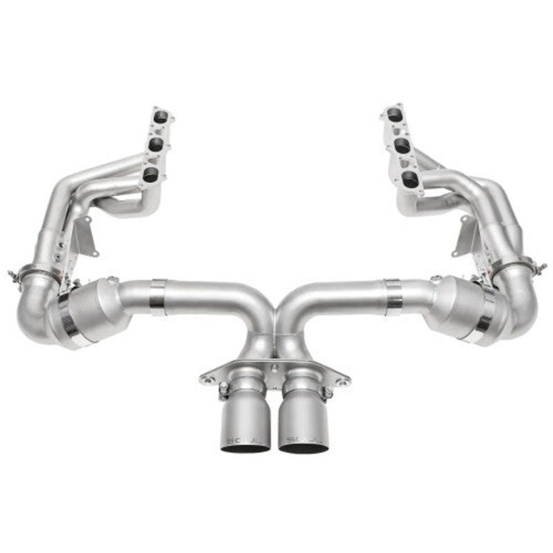 SOUL 2022 Porsche 992 GT3 Catted Exhaust System – 4in Slash Cut Satin Black Tips