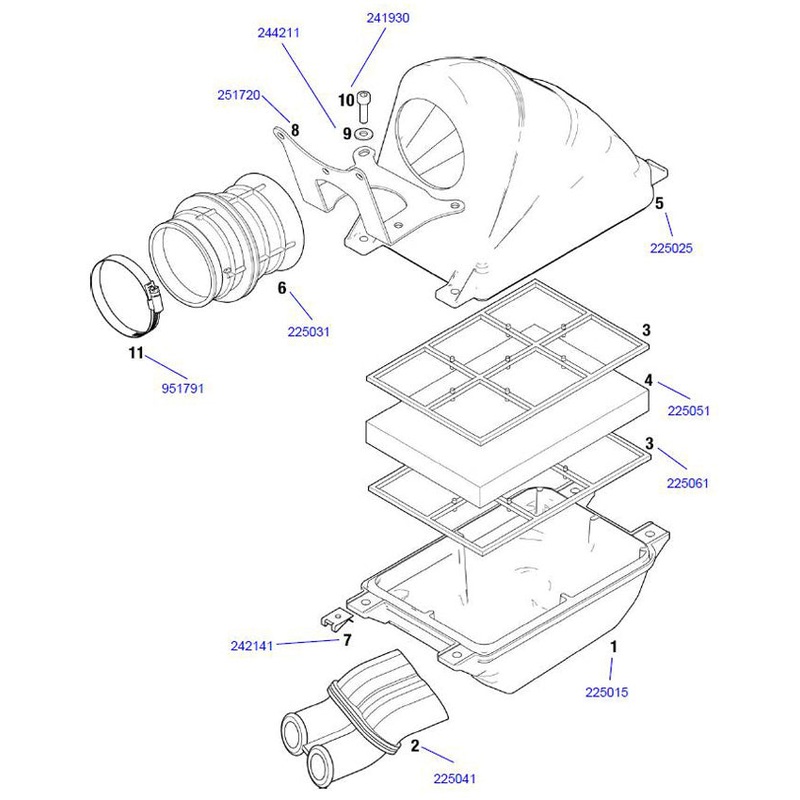 5. 225025 Rotax Intake Silencer Case, Top